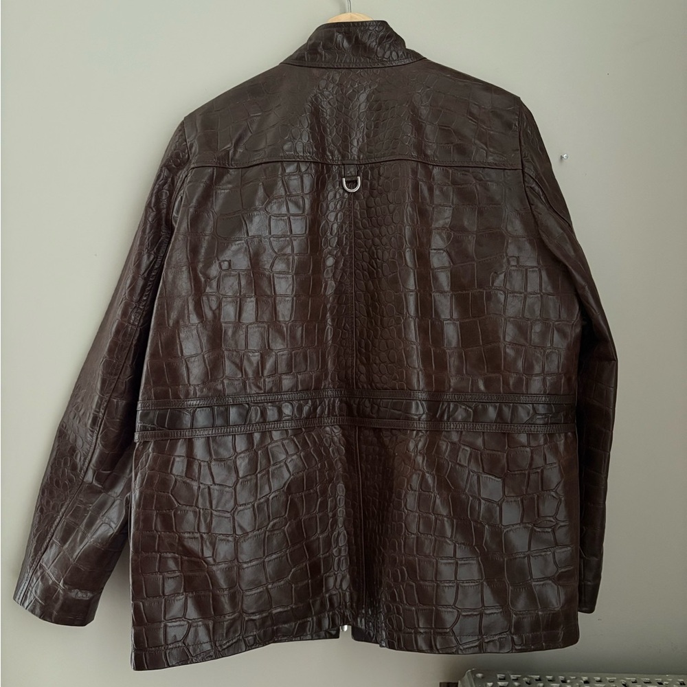 Saks Potts Dark Brown Croc-Embossed Jacket - Picture 2 of 7